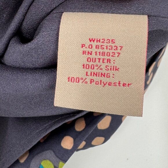 Boden Printed Silk Dress UK14 US10L Multicolor Dotted Floral Pattern 3/4 Sleeves - Picture 6 of 12